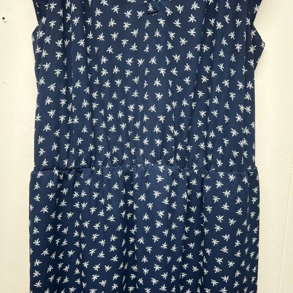 J. Crew Mercantile Navy Blue High Waisted Ruffle Hem Cap Sleeve Women's Dress XS
